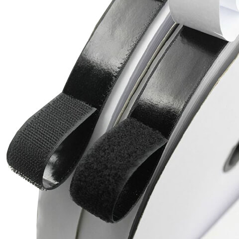 Black Hook and Loop Self Adhesive Fastener Strong Tape