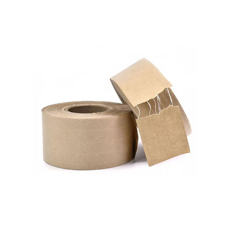Custom Grid fiberglass Water activated paper tape starch adhesive wet Grid fiber kraft paper tape for seal cartons