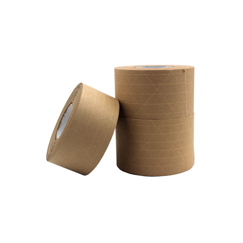 Custom Grid fiberglass Water activated paper tape starch adhesive wet Grid fiber kraft paper tape for seal cartons